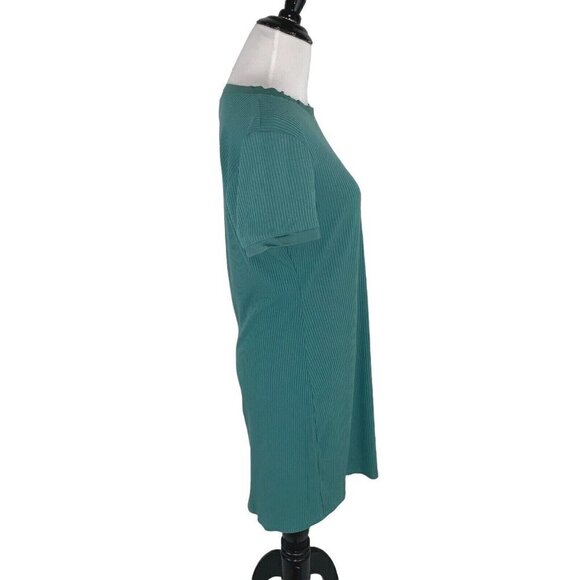 ModCloth Women's L Large Mini Sheath Dress Ribbed Short Sleeve Green Crewneck - Picture 4 of 6